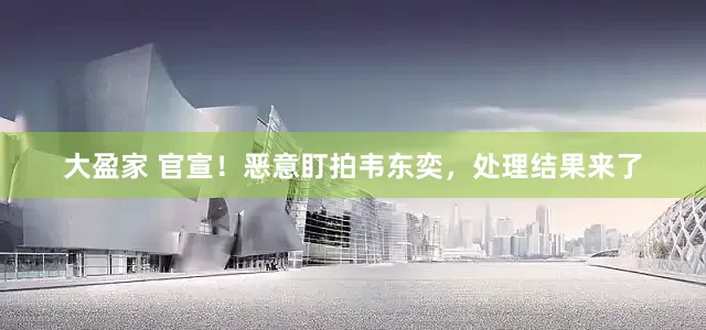 大盈家 官宣！恶意盯拍韦东奕，处理结果来了